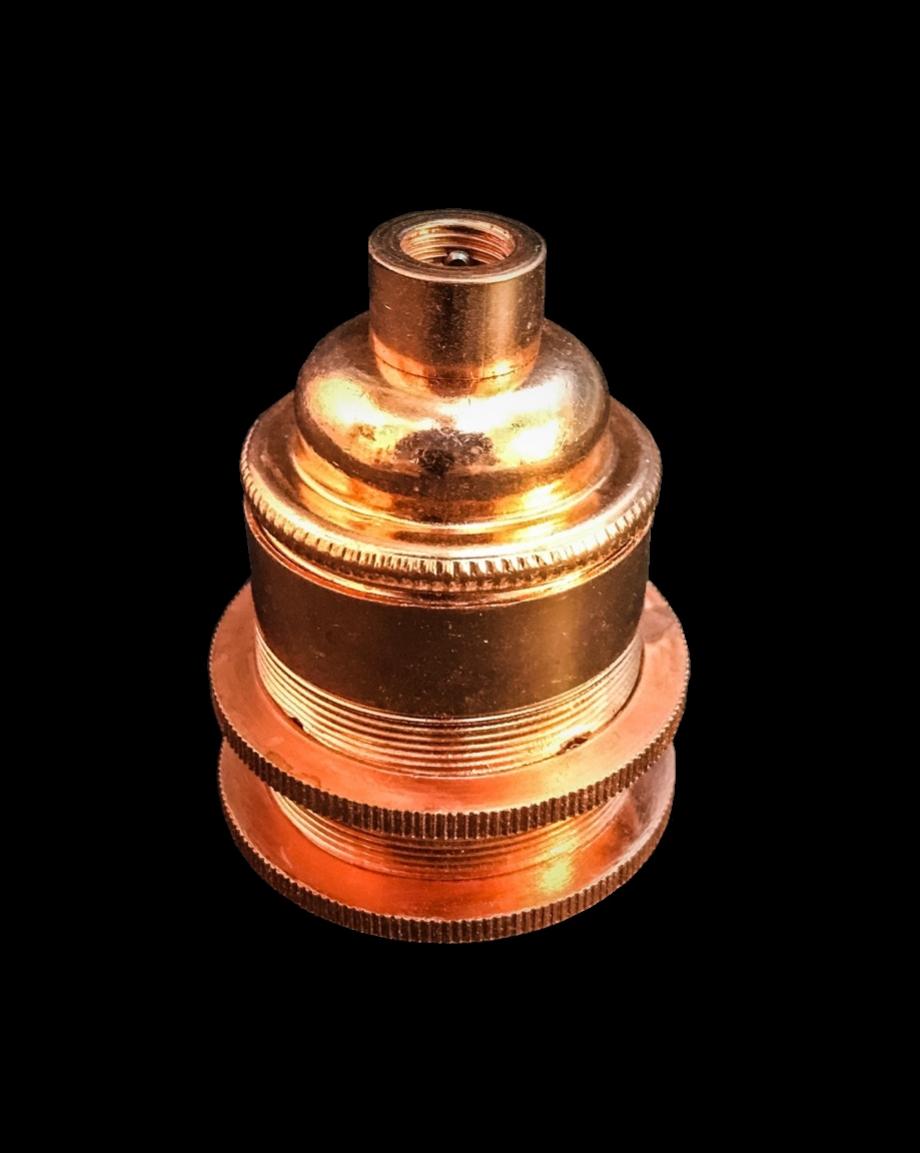 Copper E27 metal lamp holder with 2 lock rings